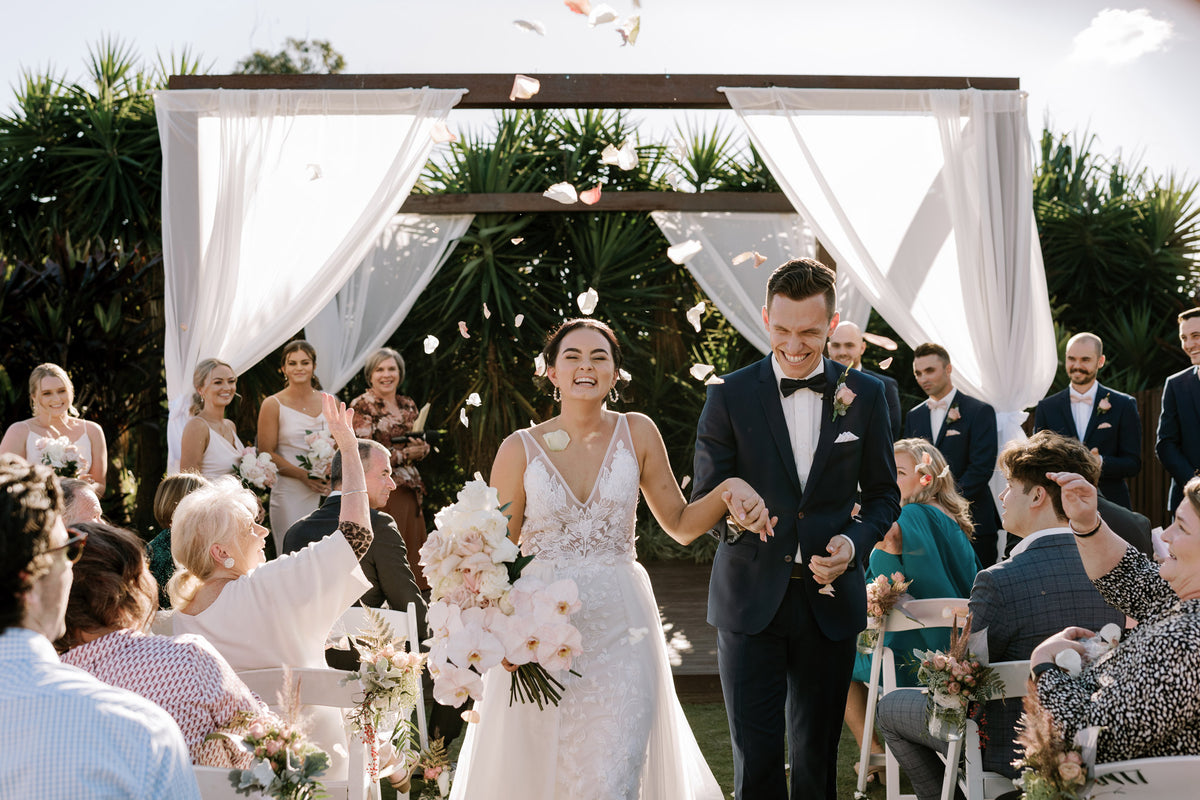 Bride and groom at their Parkwood Village wedding, Gold Coast