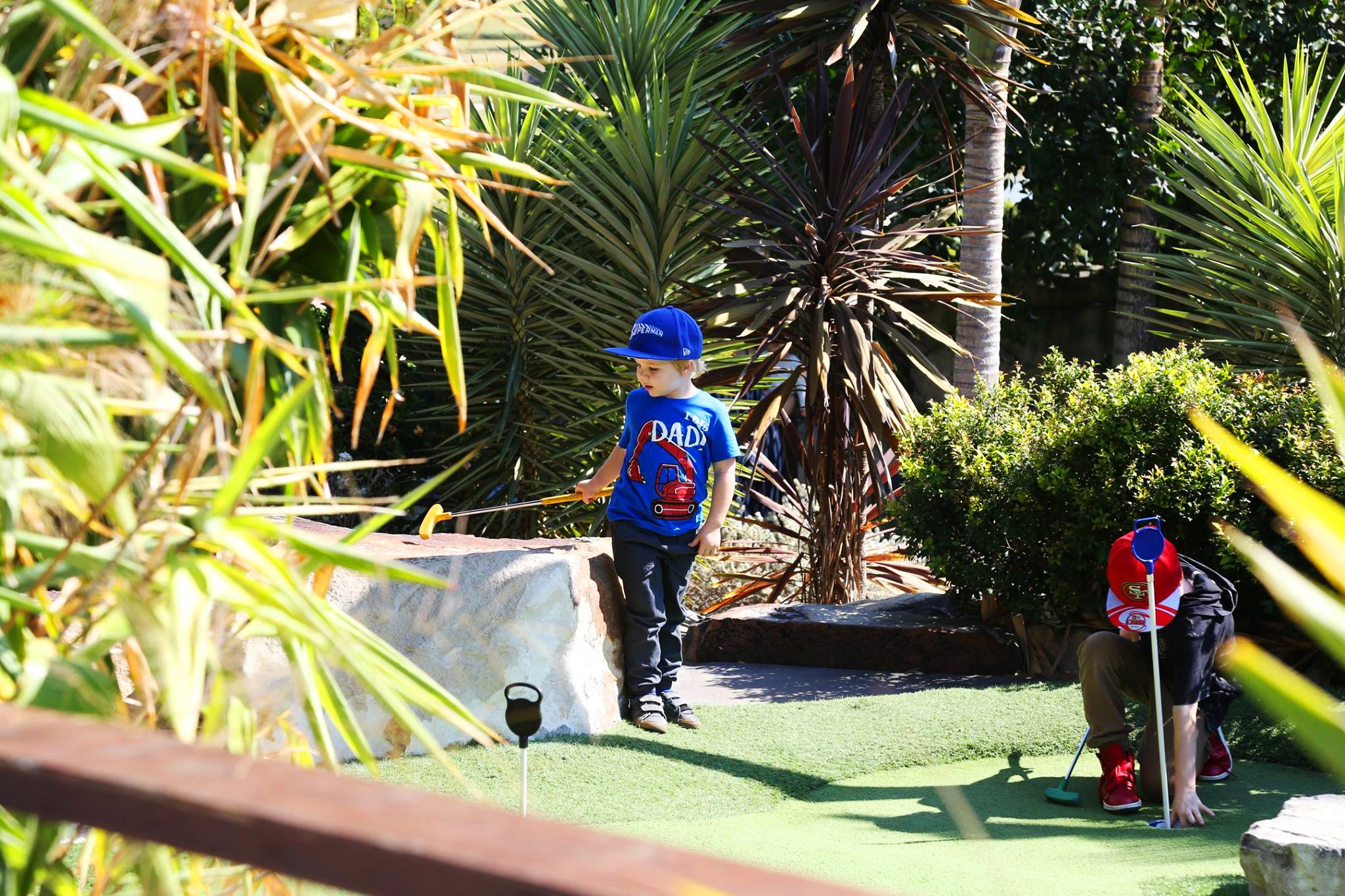 Mini golf hole with waterfall at Parkwood Village